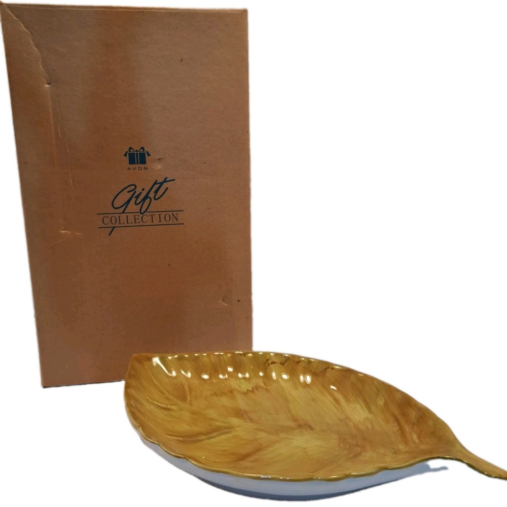 Avon Vintage Autumn Leaves Plate Trinket Dish Fall Harvest